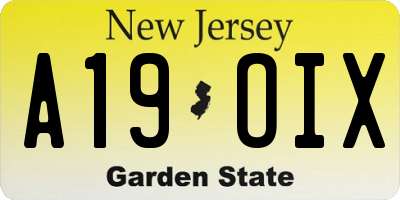 NJ license plate A19OIX