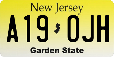 NJ license plate A19OJH