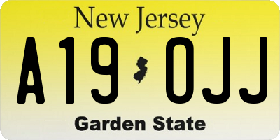 NJ license plate A19OJJ