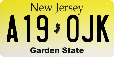 NJ license plate A19OJK