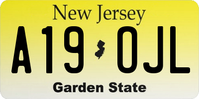 NJ license plate A19OJL