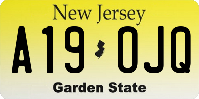 NJ license plate A19OJQ