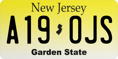 NJ license plate A19OJS