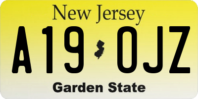 NJ license plate A19OJZ