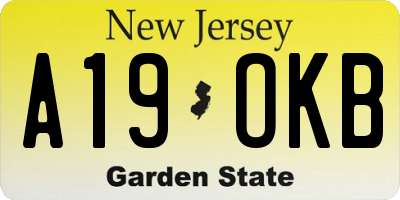 NJ license plate A19OKB