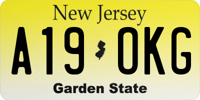 NJ license plate A19OKG