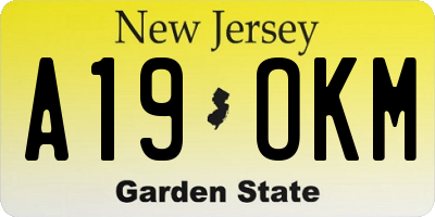 NJ license plate A19OKM