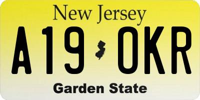NJ license plate A19OKR