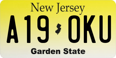 NJ license plate A19OKU
