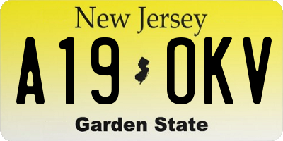 NJ license plate A19OKV