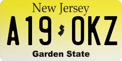 NJ license plate A19OKZ