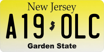 NJ license plate A19OLC