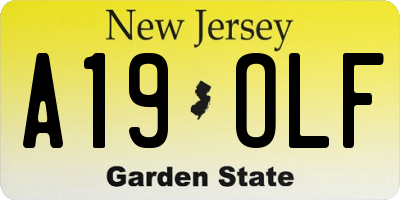 NJ license plate A19OLF
