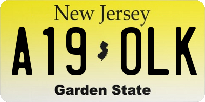 NJ license plate A19OLK