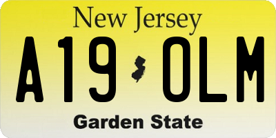 NJ license plate A19OLM