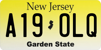 NJ license plate A19OLQ