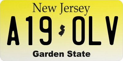 NJ license plate A19OLV