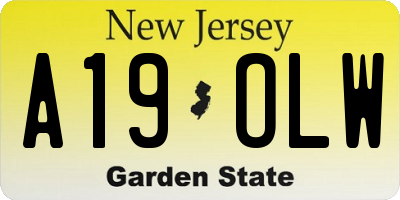 NJ license plate A19OLW