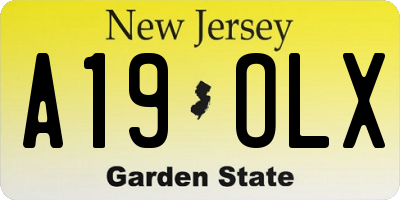 NJ license plate A19OLX