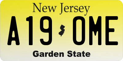 NJ license plate A19OME