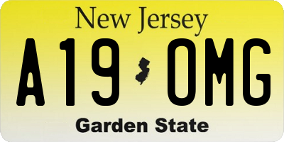 NJ license plate A19OMG