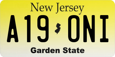 NJ license plate A19ONI