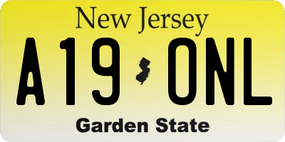 NJ license plate A19ONL