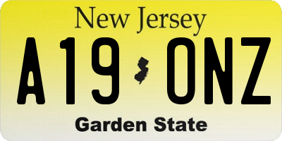 NJ license plate A19ONZ