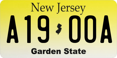 NJ license plate A19OOA