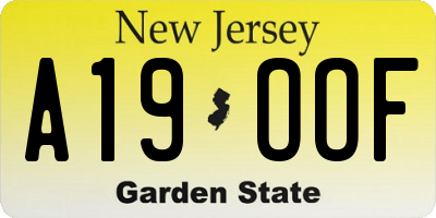 NJ license plate A19OOF