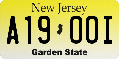 NJ license plate A19OOI