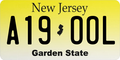 NJ license plate A19OOL