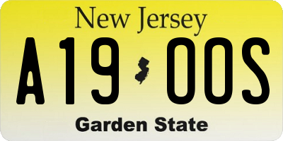 NJ license plate A19OOS