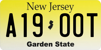 NJ license plate A19OOT