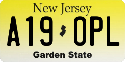 NJ license plate A19OPL