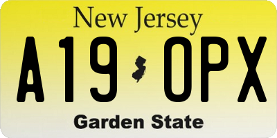 NJ license plate A19OPX
