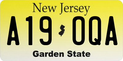 NJ license plate A19OQA