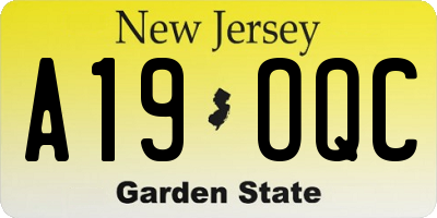 NJ license plate A19OQC