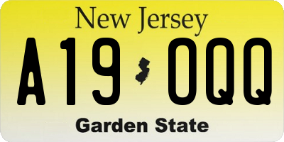 NJ license plate A19OQQ