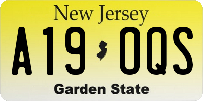 NJ license plate A19OQS