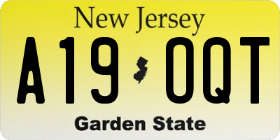 NJ license plate A19OQT