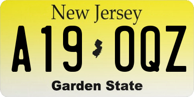 NJ license plate A19OQZ