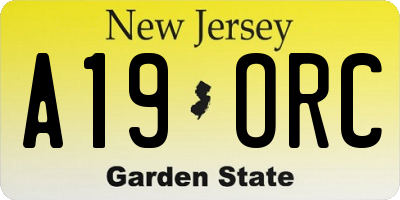 NJ license plate A19ORC