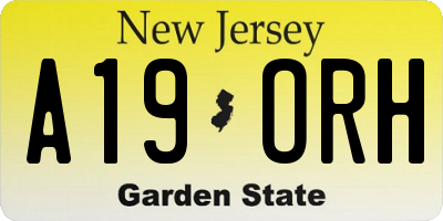 NJ license plate A19ORH