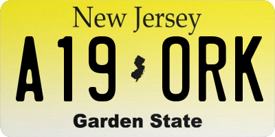 NJ license plate A19ORK