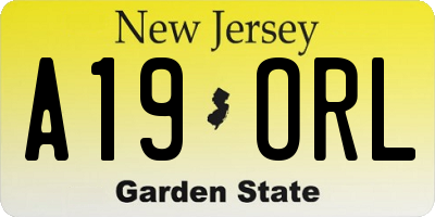 NJ license plate A19ORL