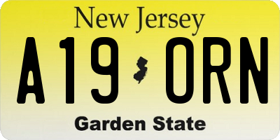 NJ license plate A19ORN