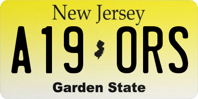 NJ license plate A19ORS