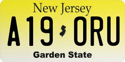 NJ license plate A19ORU