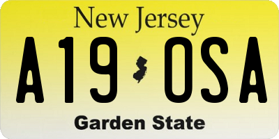 NJ license plate A19OSA